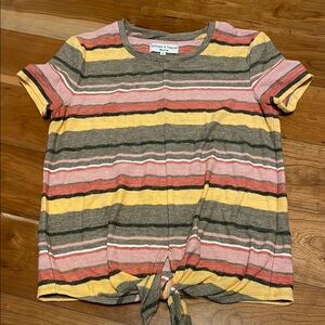 Striped Tie-Front T-Shirt